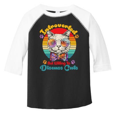 Funny Retro Hippy Hipster Glasses Cat Introverted But Willing To Discuss Cats Toddler Fine Jersey T-Shirt