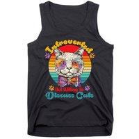 Funny Retro Hippy Hipster Glasses Cat Introverted But Willing To Discuss Cats Tank Top