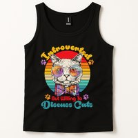 Funny Retro Hippy Hipster Glasses Cat Introverted But Willing To Discuss Cats Tank Top