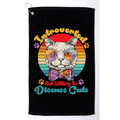 Funny Retro Hippy Hipster Glasses Cat Introverted But Willing To Discuss Cats Golf Towel