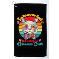 Funny Retro Hippy Hipster Glasses Cat Introverted But Willing To Discuss Cats Golf Towel
