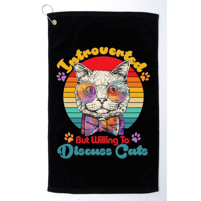 Funny Retro Hippy Hipster Glasses Cat Introverted But Willing To Discuss Cats Golf Towel