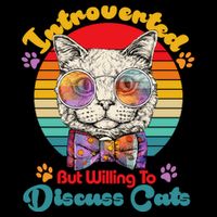 Funny Retro Hippy Hipster Glasses Cat Introverted But Willing To Discuss Cats Cropped Pullover Crew