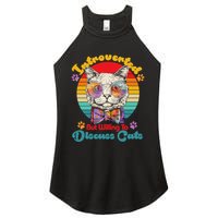 Funny Retro Hippy Hipster Glasses Cat Introverted But Willing To Discuss Cats Women's Perfect Tri Rocker Tank