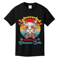 Funny Retro Hippy Hipster Glasses Cat Introverted But Willing To Discuss Cats Kids T-Shirt