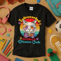 Funny Retro Hippy Hipster Glasses Cat Introverted But Willing To Discuss Cats Kids T-Shirt