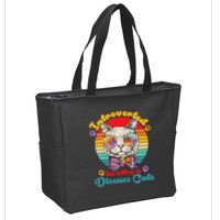 Funny Retro Hippy Hipster Glasses Cat Introverted But Willing To Discuss Cats Zip Tote Bag