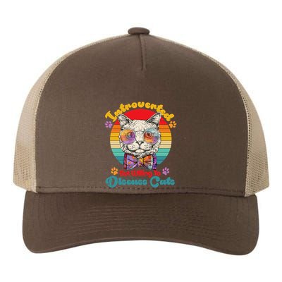 Funny Retro Hippy Hipster Glasses Cat Introverted But Willing To Discuss Cats Yupoong Adult 5-Panel Trucker Hat