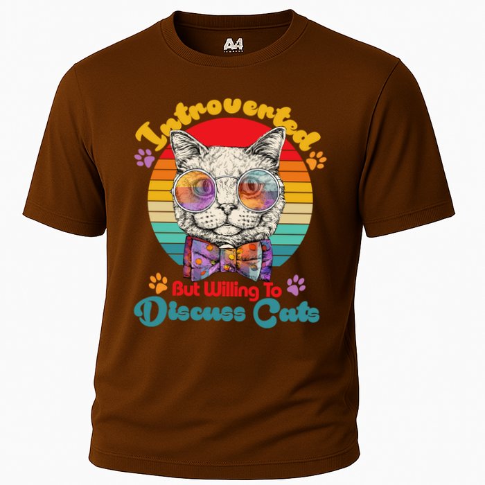 Funny Retro Hippy Hipster Glasses Cat Introverted But Willing To Discuss Cats Performance Shirt