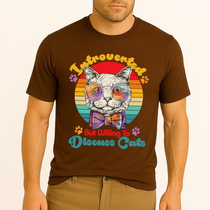 Funny Retro Hippy Hipster Glasses Cat Introverted But Willing To Discuss Cats Performance Shirt
