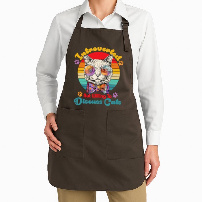 Funny Retro Hippy Hipster Glasses Cat Introverted But Willing To Discuss Cats Apron