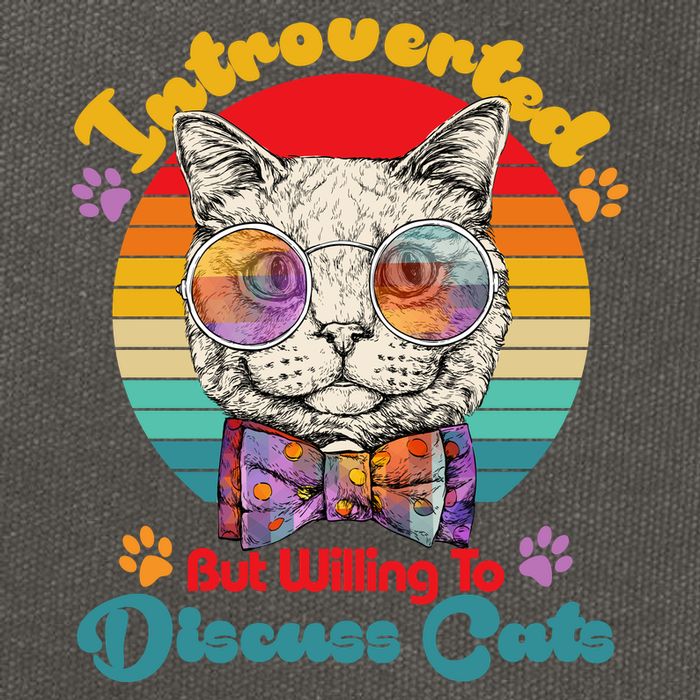 Funny Retro Hippy Hipster Glasses Cat Introverted But Willing To Discuss Cats Cotton Canvas Backpack