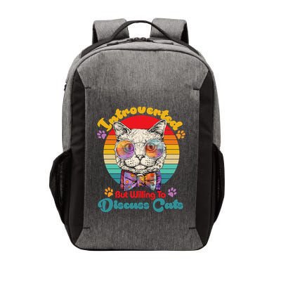 Funny Retro Hippy Hipster Glasses Cat Introverted But Willing To Discuss Cats Vector Backpack