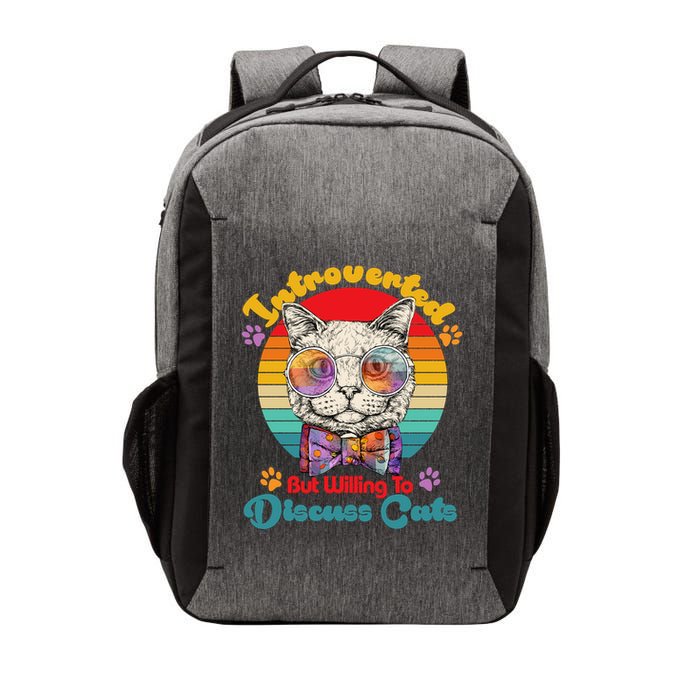 Funny Retro Hippy Hipster Glasses Cat Introverted But Willing To Discuss Cats Vector Backpack