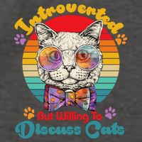 Funny Retro Hippy Hipster Glasses Cat Introverted But Willing To Discuss Cats Vector Backpack