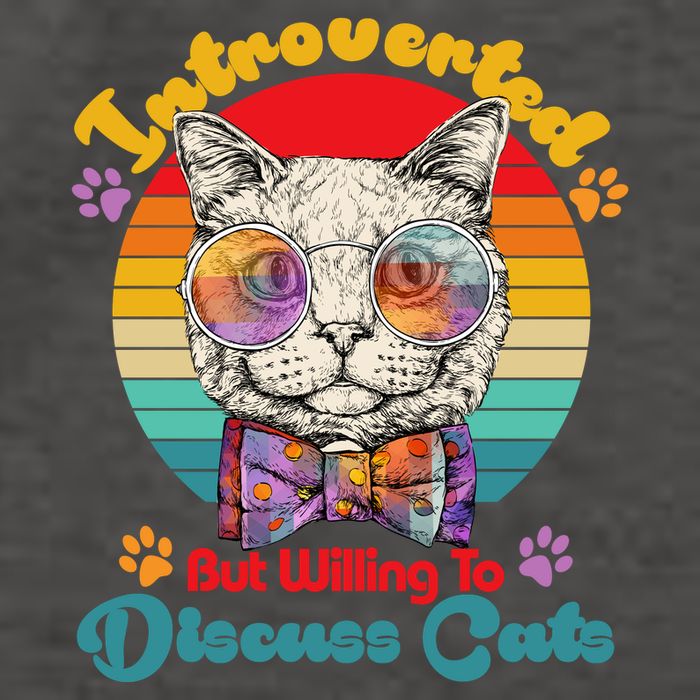 Funny Retro Hippy Hipster Glasses Cat Introverted But Willing To Discuss Cats Vector Backpack