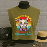 Funny Retro Hippy Hipster Glasses Cat Introverted But Willing To Discuss Cats Garment-Dyed Women's Muscle Tee