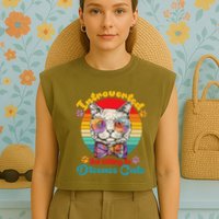 Funny Retro Hippy Hipster Glasses Cat Introverted But Willing To Discuss Cats Garment-Dyed Women's Muscle Tee