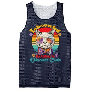 Funny Retro Hippy Hipster Glasses Cat Introverted But Willing To Discuss Cats Mesh Reversible Basketball Jersey Tank