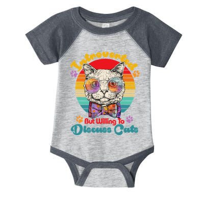 Funny Retro Hippy Hipster Glasses Cat Introverted But Willing To Discuss Cats Infant Baby Jersey Bodysuit