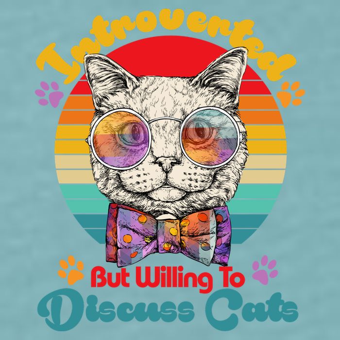 Funny Retro Hippy Hipster Glasses Cat Introverted But Willing To Discuss Cats Sueded Cloud Jersey T-Shirt