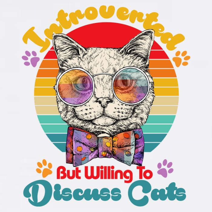 Funny Retro Hippy Hipster Glasses Cat Introverted But Willing To Discuss Cats Garment-Dyed Sweatshirt