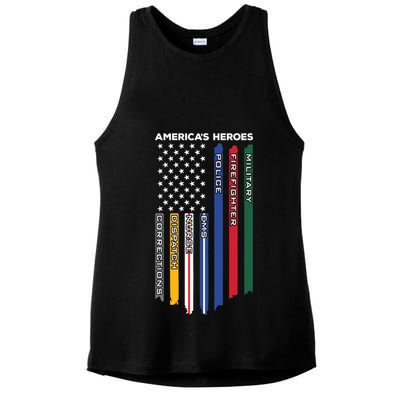First Responders Heroes Police Military Firefighter Nurses Great Gift Ladies PosiCharge Tri-Blend Wicking Tank