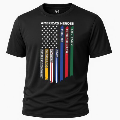 First Responders Heroes Police Military Firefighter Nurses Great Gift Cooling Performance Crew T-Shirt