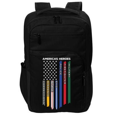 First Responders Heroes Police Military Firefighter Nurses Great Gift Impact Tech Backpack