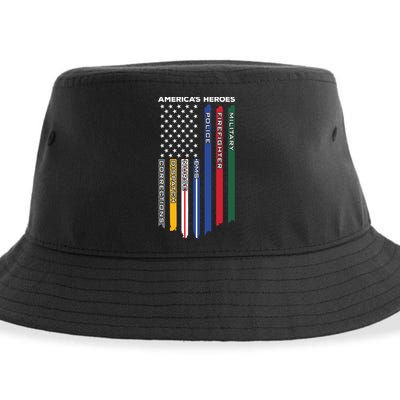 First Responders Heroes Police Military Firefighter Nurses Great Gift Sustainable Bucket Hat