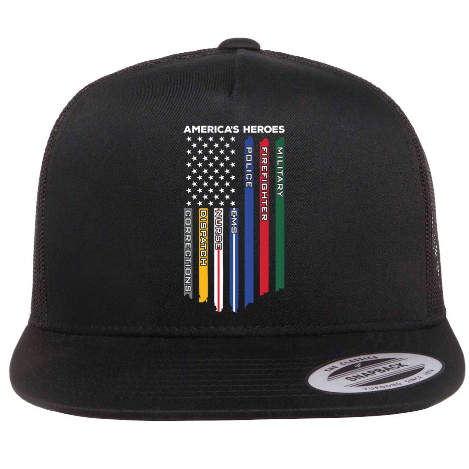 First Responders Heroes Police Military Firefighter Nurses Great Gift Flat Bill Trucker Hat