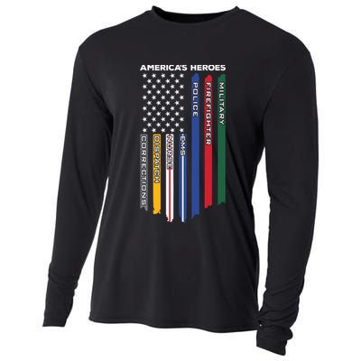 First Responders Heroes Police Military Firefighter Nurses Great Gift Cooling Performance Long Sleeve Crew