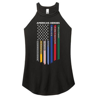 First Responders Heroes Police Military Firefighter Nurses Great Gift Women's Perfect Tri Rocker Tank