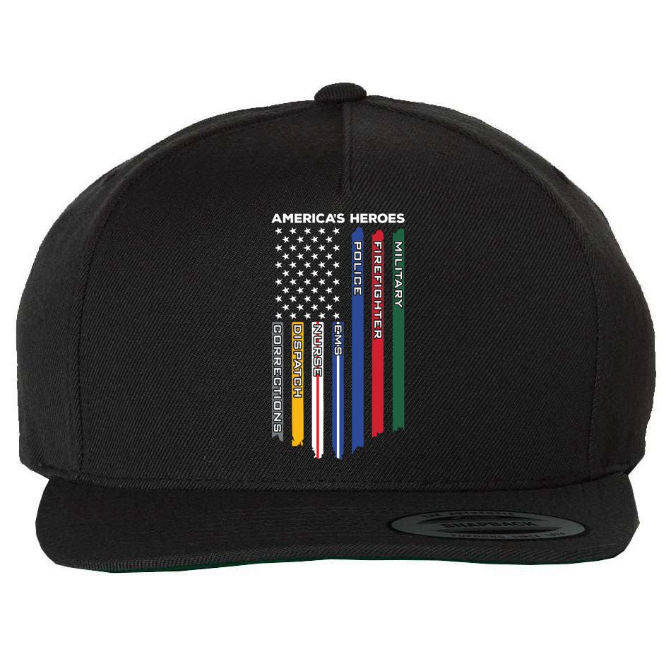 First Responders Heroes Police Military Firefighter Nurses Great Gift Wool Snapback Cap