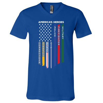 First Responders Heroes Police Military Firefighter Nurses Great Gift V-Neck T-Shirt