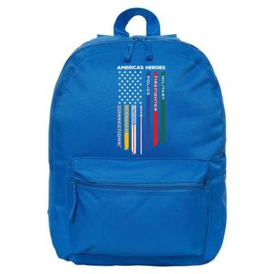 First Responders Heroes Police Military Firefighter Nurses Great Gift 16 in Basic Backpack