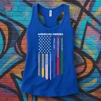 First Responders Heroes Police Military Firefighter Nurses Great Gift Womens Tank Top