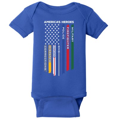 First Responders Heroes Police Military Firefighter Nurses Great Gift Baby Bodysuit