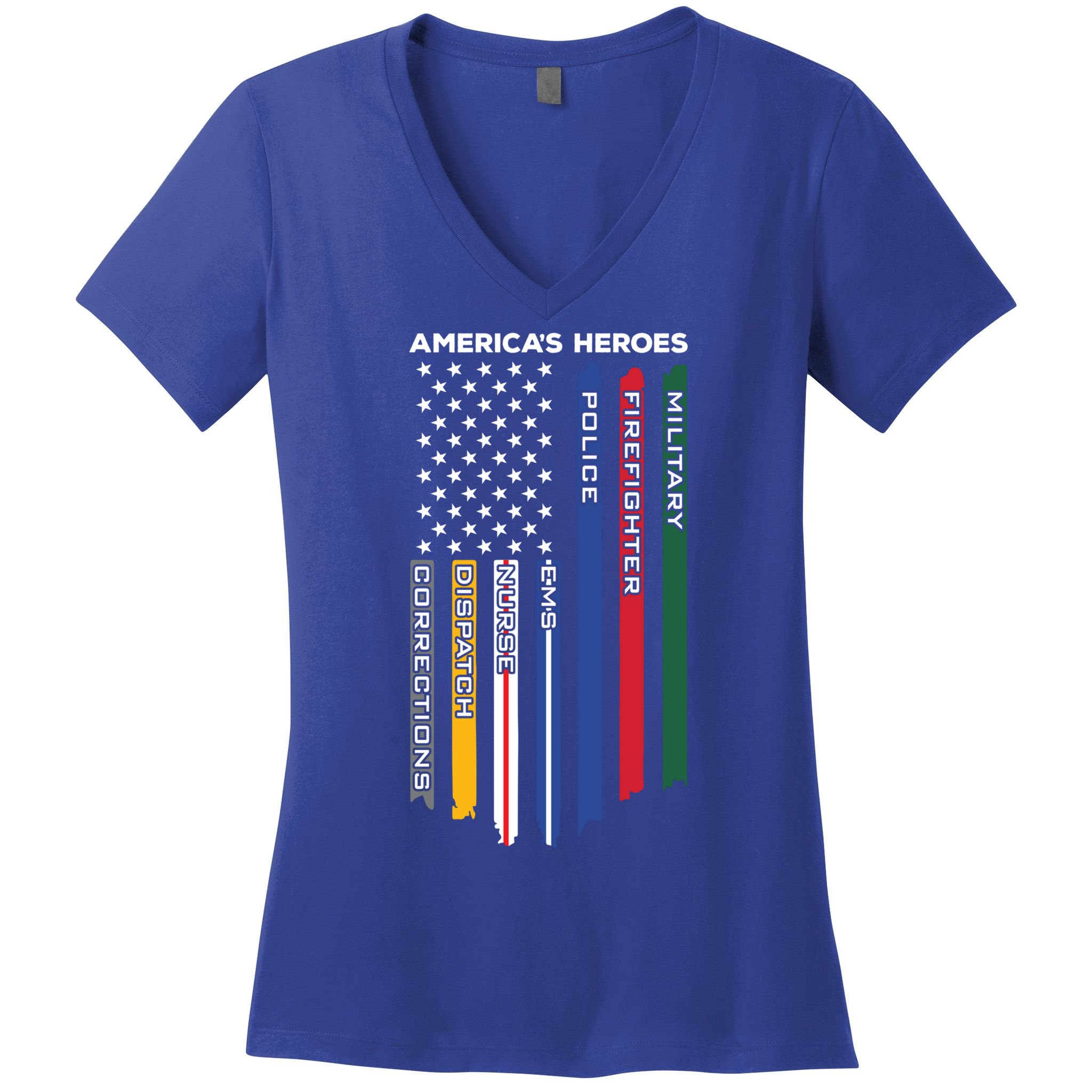 First Responders Heroes Police Military Firefighter Nurses Great Gift Women's V-Neck T-Shirt