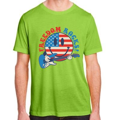 Freedom Rocks Hippie Face Rock Guitar Groovy 4th Of July Gift Adult ChromaSoft Performance T-Shirt