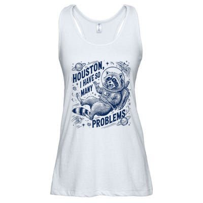 Funny Raccoon Houston I Have So Many Problems Ladies Essential Flowy Tank