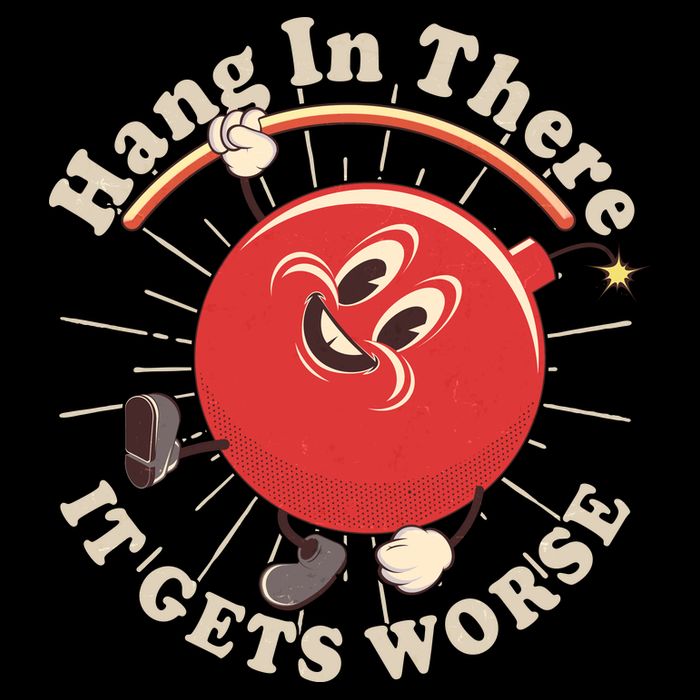 Funny Retro Hang In There It Gets Worse Drawstring Bag