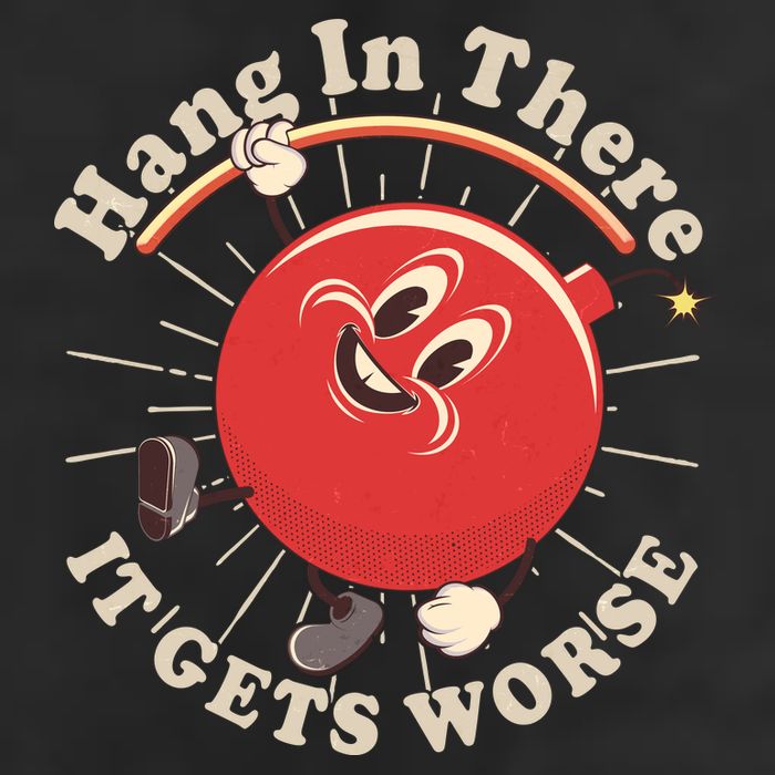 Funny Retro Hang In There It Gets Worse Microfiber Hand Towel
