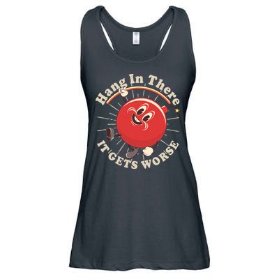 Funny Retro Hang In There It Gets Worse Ladies Essential Flowy Tank