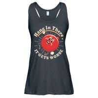 Funny Retro Hang In There It Gets Worse Ladies Essential Flowy Tank