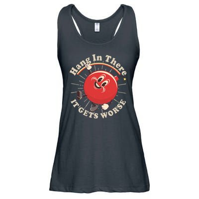 Funny Retro Hang In There It Gets Worse Ladies Essential Flowy Tank