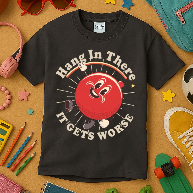 Funny Retro Hang In There It Gets Worse Kids T-Shirt