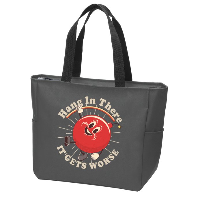 Funny Retro Hang In There It Gets Worse Zip Tote Bag