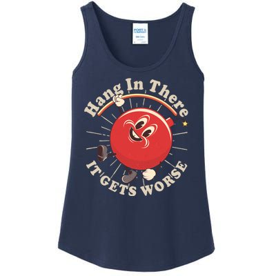 Funny Retro Hang In There It Gets Worse Ladies Essential Tank