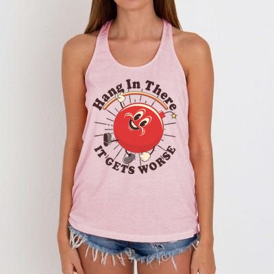 Funny Retro Hang In There It Gets Worse Women's Knotted Racerback Tank